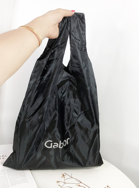 简单且时尚~Gobor外贸出口轻巧便携尼龙布手提袋黑色购物袋环保袋