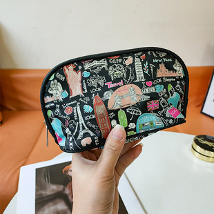 可爱卡通印花学生收纳包小号随身便携化妆包耳机口红包贝壳零钱包
