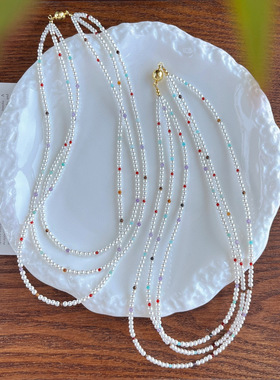 国风复古高品质强光人造水晶珍珠多层设计感项链锁骨链晚装链