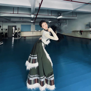藏族服装 艺考成人春夏 藏族舞蹈演出服洗衣歌踩点舞半身练习女装