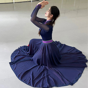 蒙古族演出服蒙古舞女现代蒙族新款表演舞蹈演出服练习大裙摆艺考