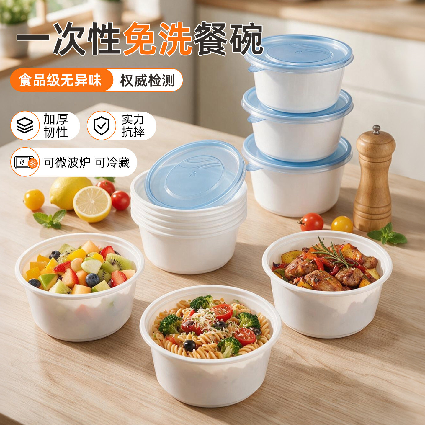 一次性圆碗食品材质安心打包饭菜