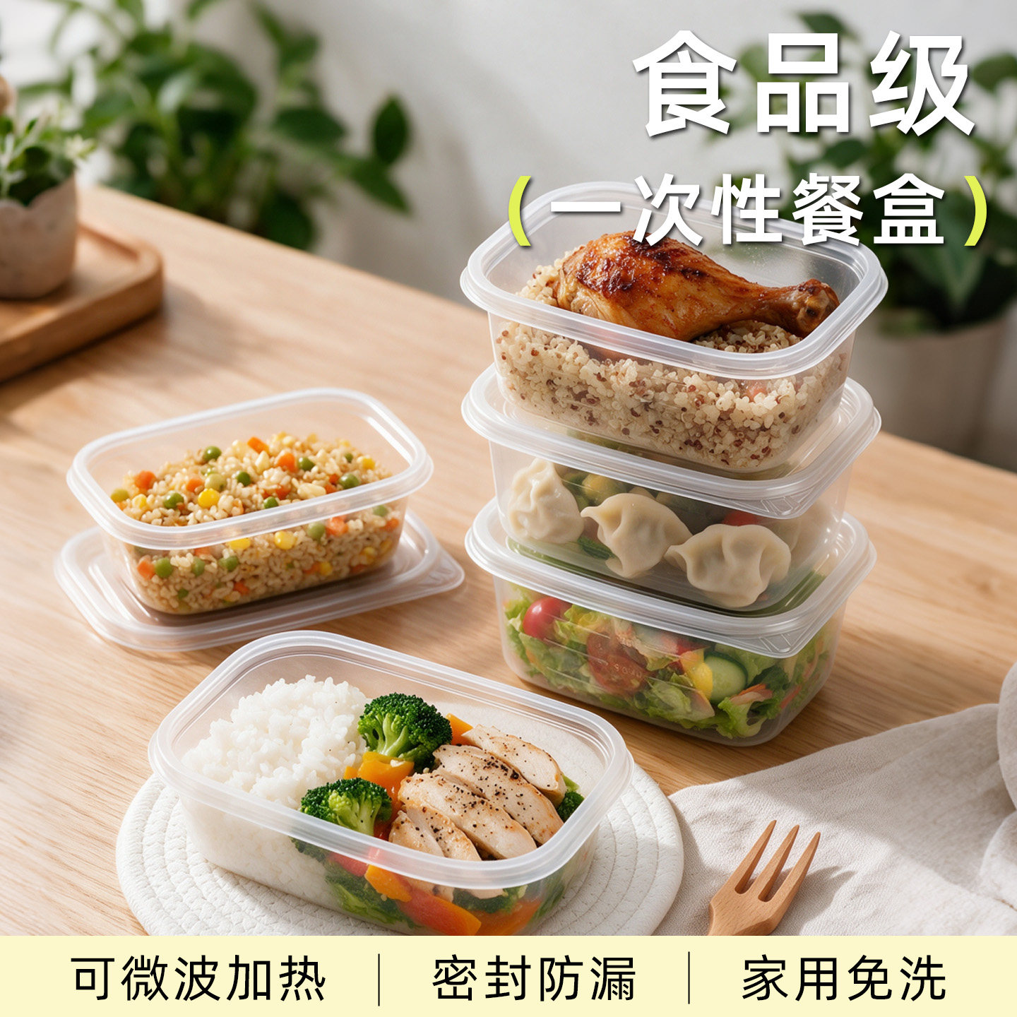一次性餐盒食品级免洗密封锁鲜可微波加热通勤带饭冰箱剩菜打包盒