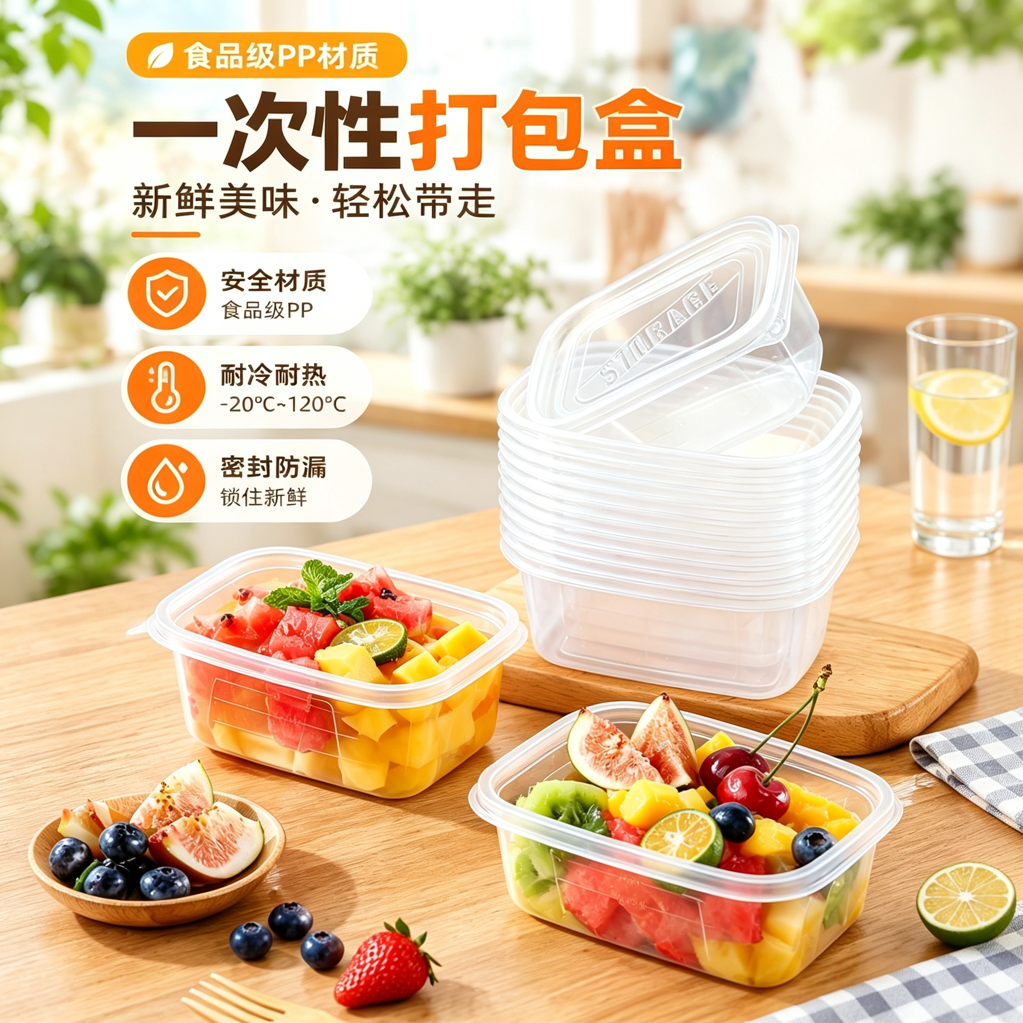 一次性餐盒食品级透明密封防漏加厚沙拉甜品耐冷热小吃外卖打包盒