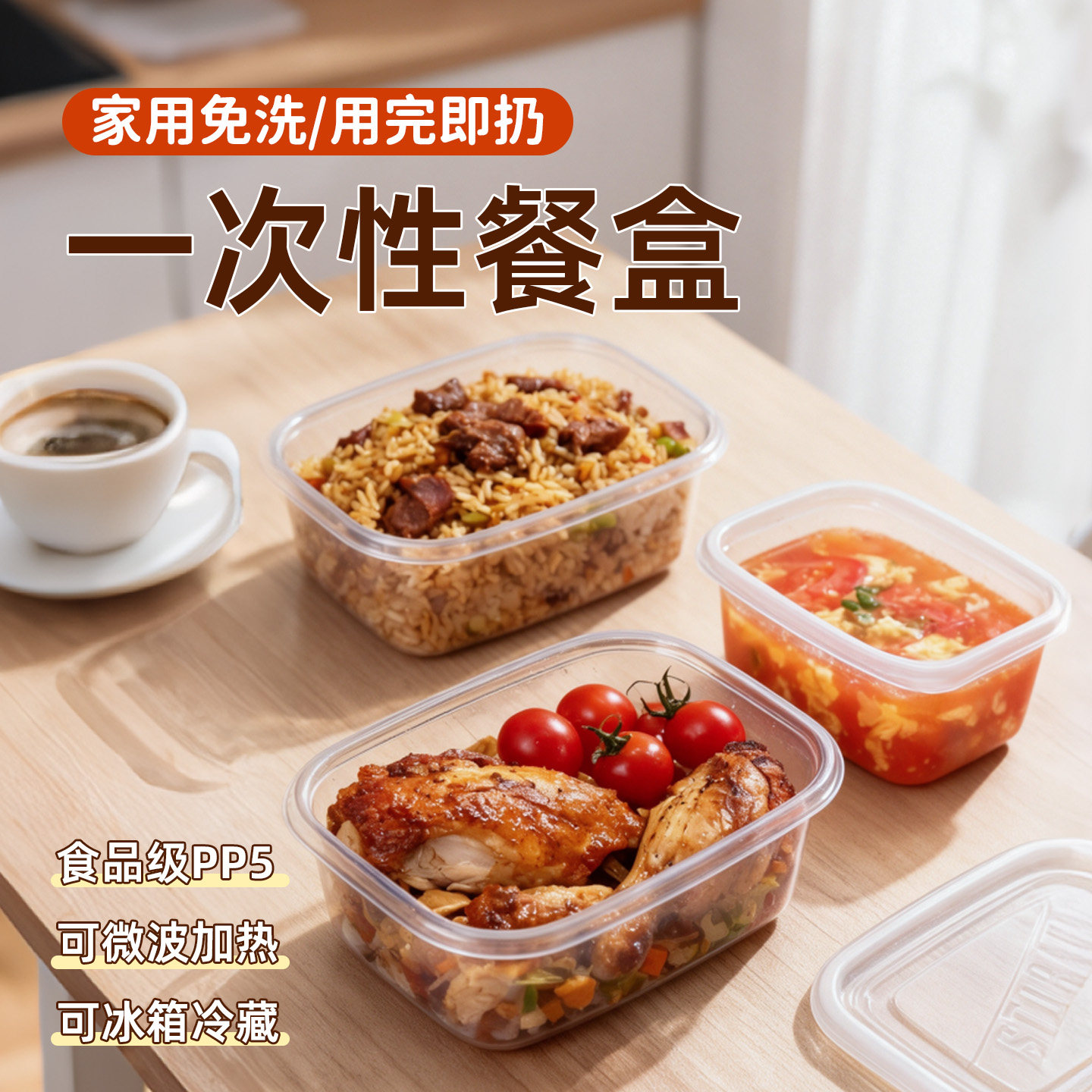 一次性餐盒打包盒饭盒家用免洗食品级可微波炉加热多规格外卖保鲜
