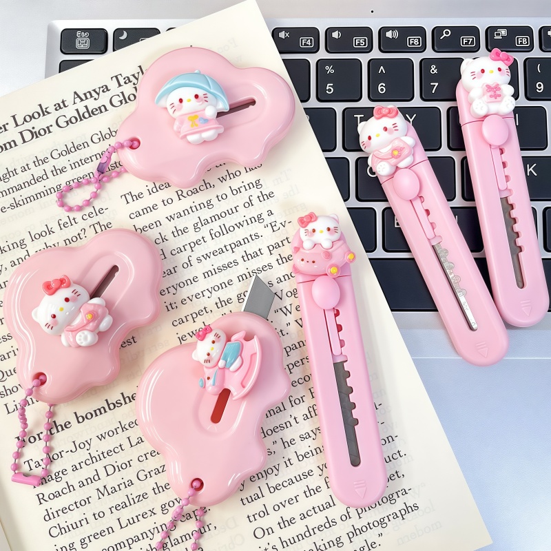 凯蒂猫kt高颜值不锈钢美工刀可爱迷你便携拆快递手工小刀裁纸开箱