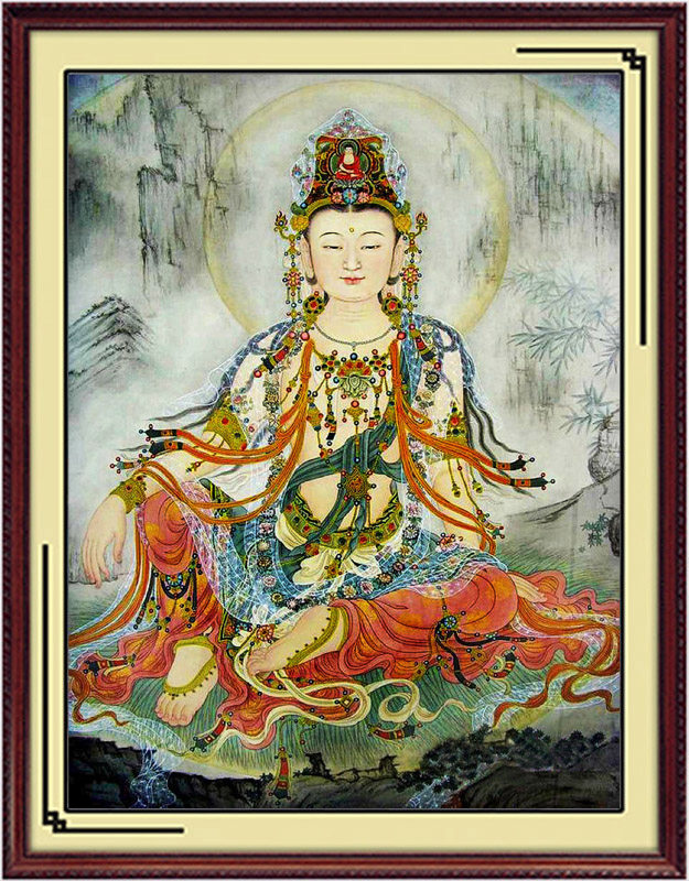 纯棉线十字锈线绣观音娘娘大格 关世音佛像供奉 十字绣观世音送财