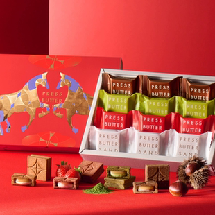【现货马年限定】日本进口PRESS BUTTER SAND焦糖奶油饼干礼盒