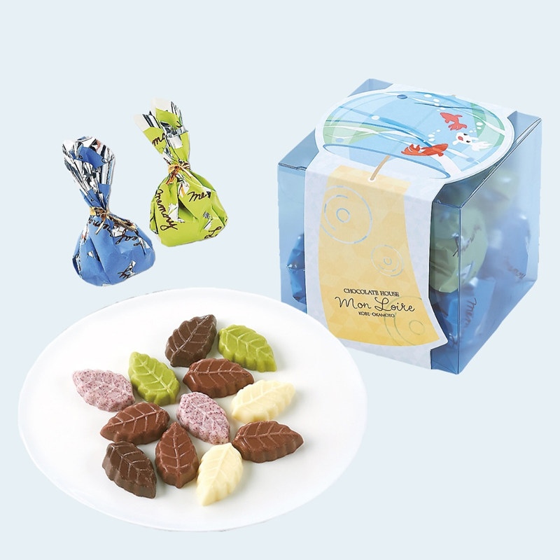 【现货】日本monloire树叶形状蓝莓抹茶牛奶酸奶巧克力礼盒装
