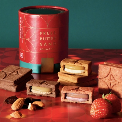 【现货大热品】日本PRESS BUTTER SAND焦糖奶油草莓杏仁饼干限定