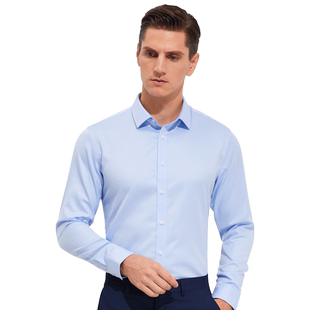 人字纹DP长袖衬衫男免熨烫商务休闲全棉鲁泰100支正装抗皱衬衣