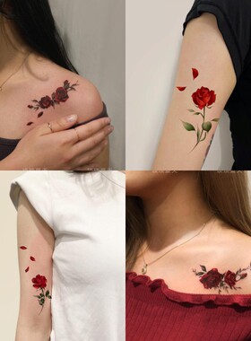 玫瑰花纹身贴锁骨花朵