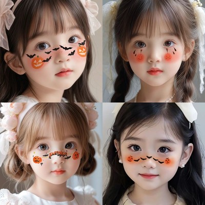 万圣节卡通纹身贴 可爱南瓜发光脸贴 搞怪万圣节 儿童纹身贴礼品