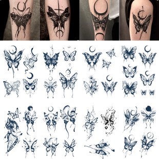 草本纹身贴蝴蝶图案果汁半永久防水持久不反光仿真辣妹高颜值