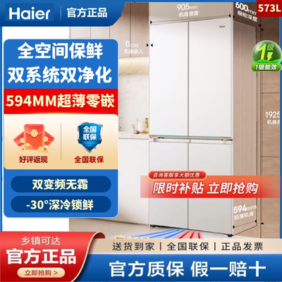 Haier/海尔BCD-573WGHTD1BYAU1双系统双净化全空间保鲜超薄零嵌