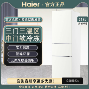 Haier/海尔 BCD-218LHC300GL三开门家用宿舍节能低噪小型家用冰箱