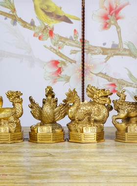 纯铜摆件青龙白虎朱雀玄武四神兽