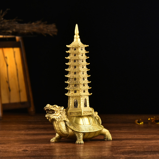 纯铜龙头龟塔摆件 铜龙龟 文昌塔家居店铺书房工艺礼品摆件大小号