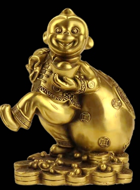 工艺纳福聚财生肖猴子吉祥物摆件