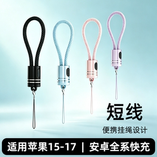 便携收纳充电宝专用短线二三合一数据线短款CC挂绳线60W快充双TypeC-Lightning充电线PD30W手机编织线全功能L