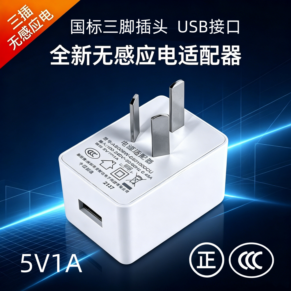 5V1A充电头三脚插头适配器