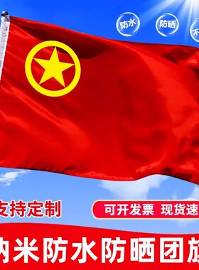 中国共青团团旗1号2号3号4号5号定做大号手持红旗装饰户外定制纳米防水室内壁挂三号标准手摇旗帜192*128厘米