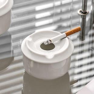 防风陶瓷烟灰缸可加水办公室客厅家用简约轻奢烟灰桶带盖定制logo