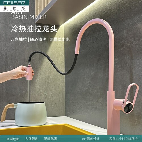 德国菲仕乐全铜冷热厨房水龙头家用洗菜盆洗碗池可旋转伸缩抽拉式