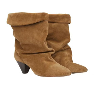 2025年秋季新款尖头小众设计不过膝中筒靴真皮简约套筒女靴