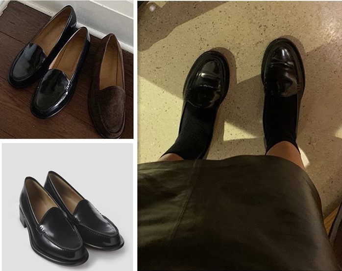 韩版设计师品牌25春复古牛皮乐福鞋粗跟深口中跟方头套脚舒适女鞋