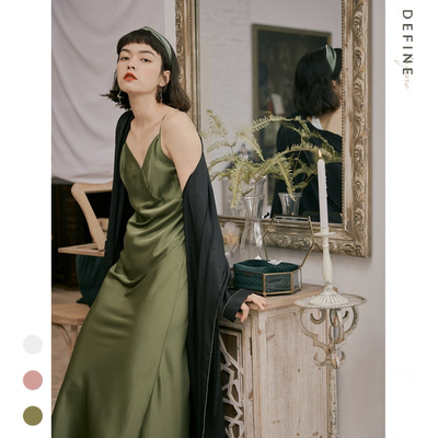 法式吊带睡裙复古度假裙春夏