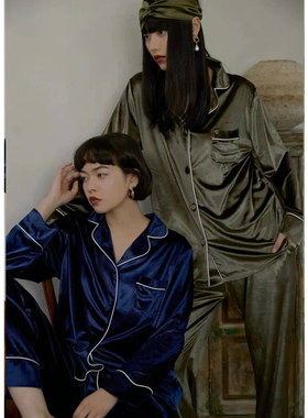 DEFINE法式金丝绒睡衣秋冬季女家居服加厚长袖两件套2024年新款