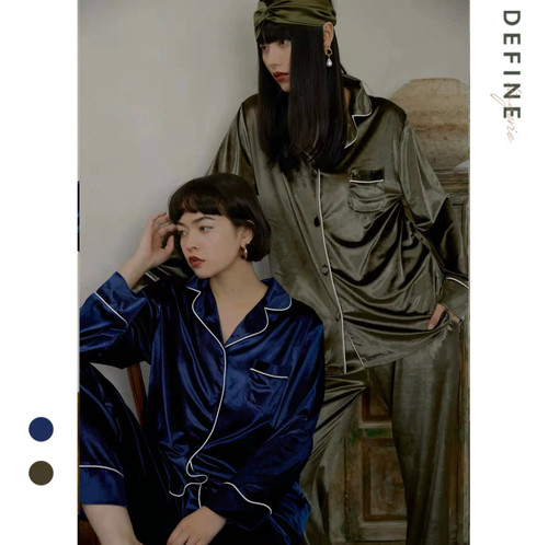 DEFINE法式金丝绒睡衣秋冬季女家居服加厚长袖两件套2024年新款