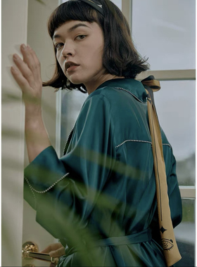 DEFINE法式睡衣女套装长袖薄款2025年春夏缎面可外穿家居服两件套