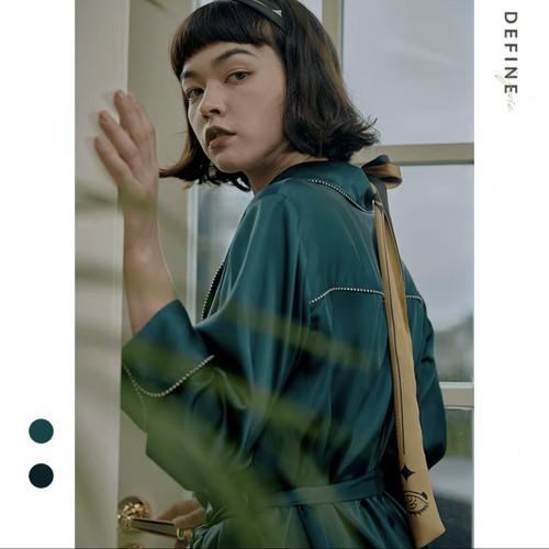 DEFINE法式睡衣女套装长袖薄款2025年春夏缎面可外穿家居服两件套
