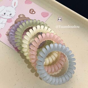 韩系甜美bm色系磨砂电话线发圈气质皮筋女头绳高弹力耐用无痕发绳
