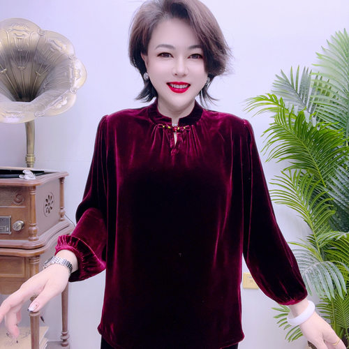 桑蚕丝小衫中老年时尚高档气质43A2233