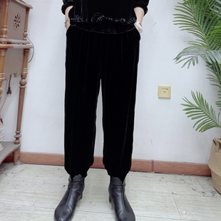 桑蚕丝植绒老爹裤 88AWY617 裤