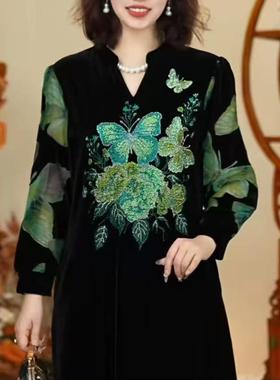 高端钻石绒植绒连衣裙CZ911