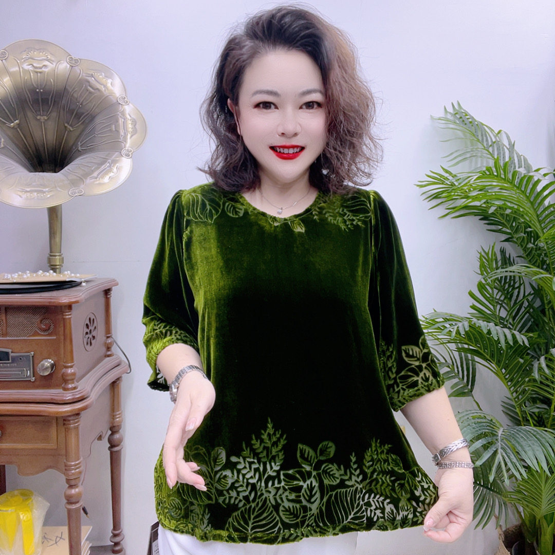 桑蚕丝小衫中老年时尚高档气质43A2203