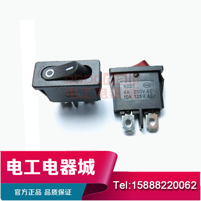 KCD1-110超薄船型开关 2脚2档小型仪表仪器 电源开关10x22mm红黑