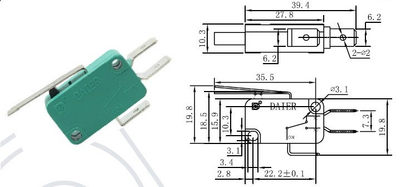 KW1-103-5微动开关行程银触点品质绿色弯柄开关芯KW3-OZ正仪CNEA