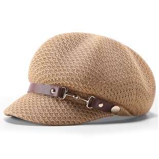 复古八角帽女夏季镂空编织鸭舌帽百搭透气遮阳防晒帽檐帽