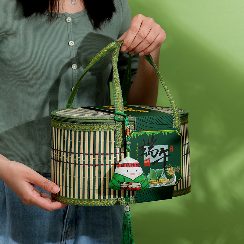 端午节粽子礼盒精美包装盒独特2025竹编手提高档定制空盒礼品盒