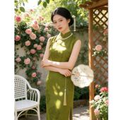 旗袍春改良女款 索宇绣少长款 艾旗无袖 年轻港风2026旗袍新款 新中式