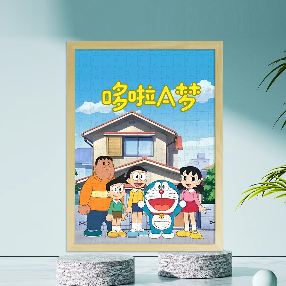 哆啦A梦高难度木质1000片拼图上儿童玩具男孩高颜值礼物挂画有框