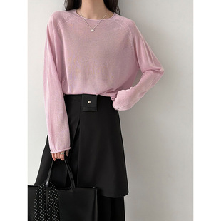 透视上 女2026早春新款 2026新款 鹿西韩系温柔风软糯亲肤卷边针织衫