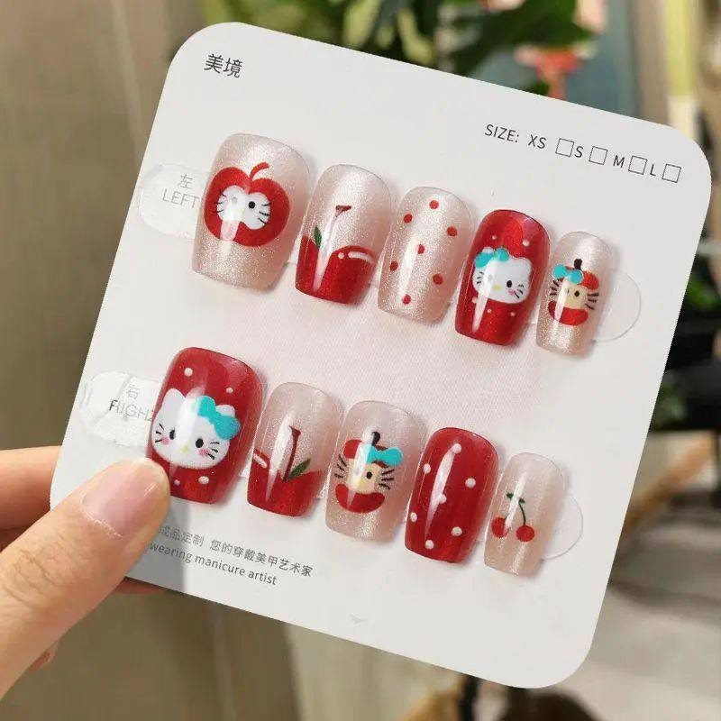 手工儿童美甲穿戴甲感短款红苹果乐园猫眼假指甲贴2026年新款,彩妆/香水/美妆工具,美甲工具,淘宝优惠券,粉丝福利购,淘宝优惠卷