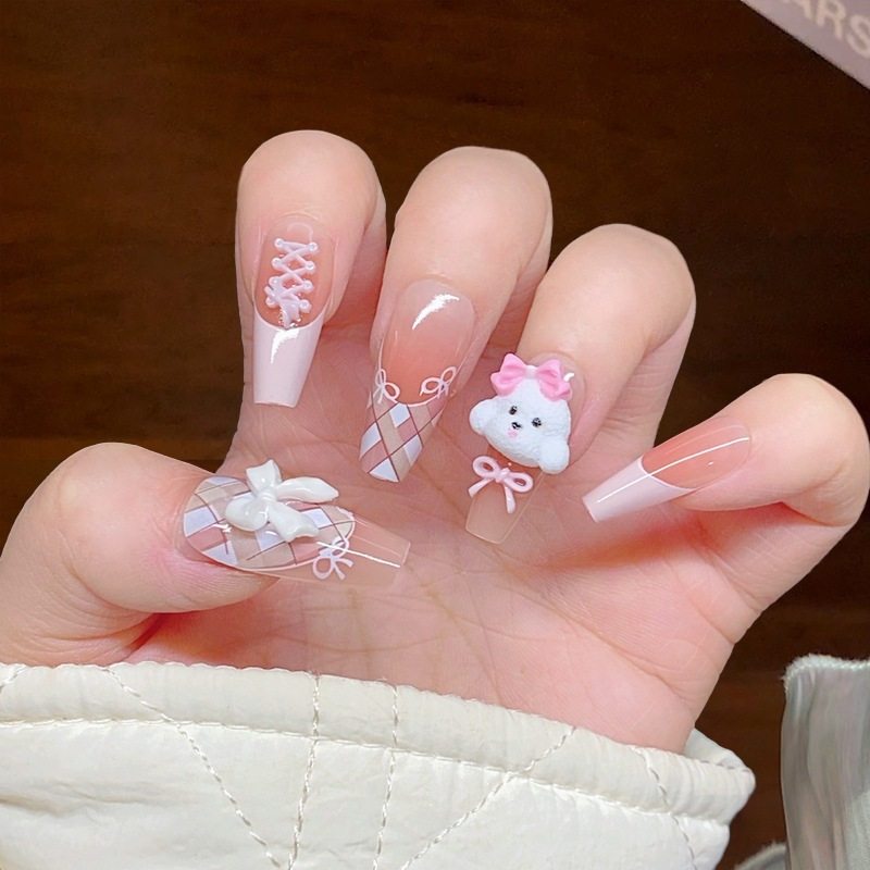 手工儿童美甲穿戴甲高级感中长款泰迪狗狗假指甲贴片2026马年新款,彩妆/香水/美妆工具,美甲工具,淘宝优惠券,粉丝福利购,淘宝优惠卷