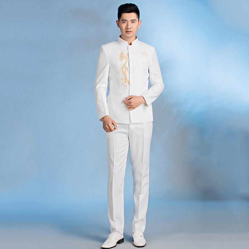 男士中山装学生装大合唱演出服男古筝二胡民乐演奏表演服装中国风